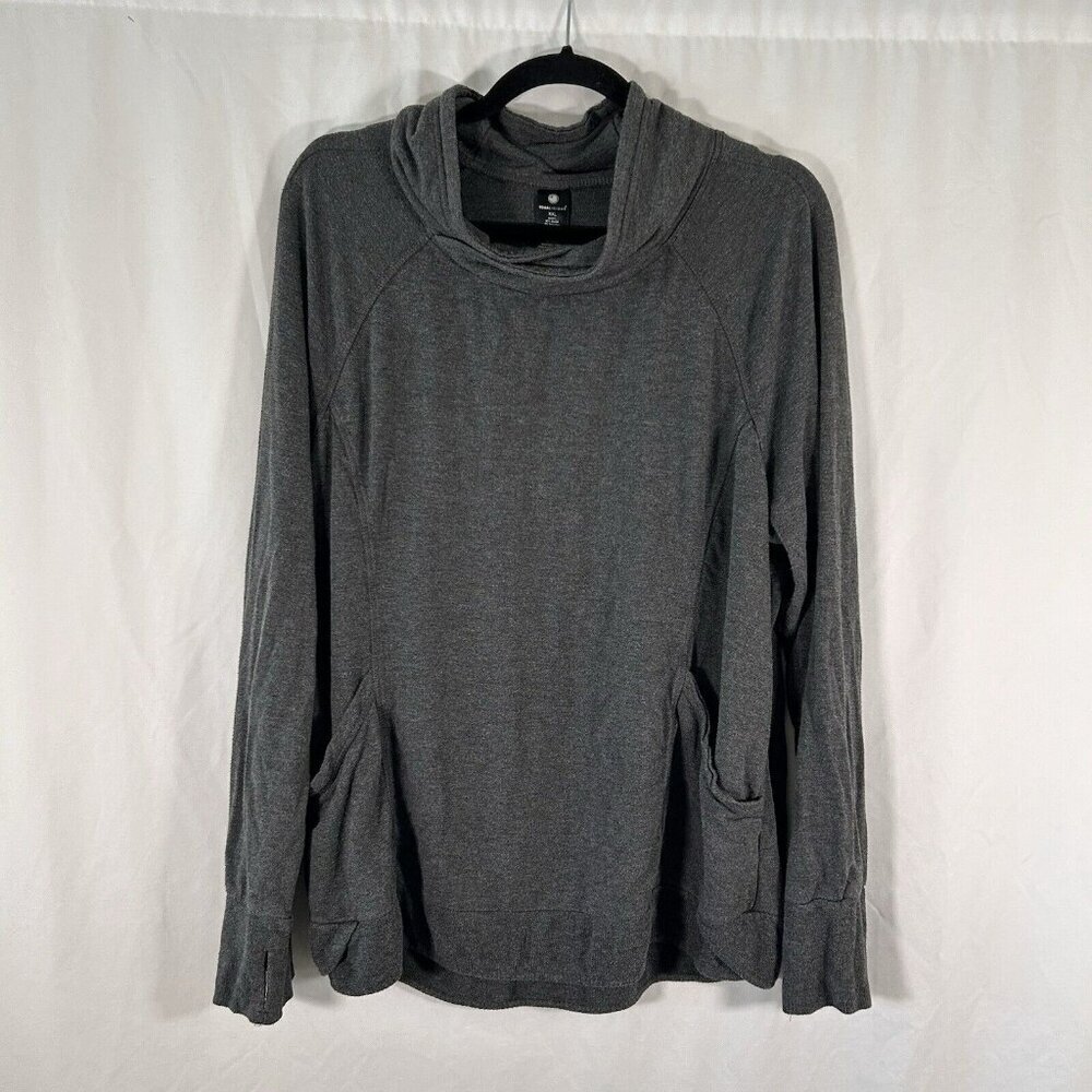 Yogalicious Sweater Women's XXL Grey Cowl Neck Pockets Pullover